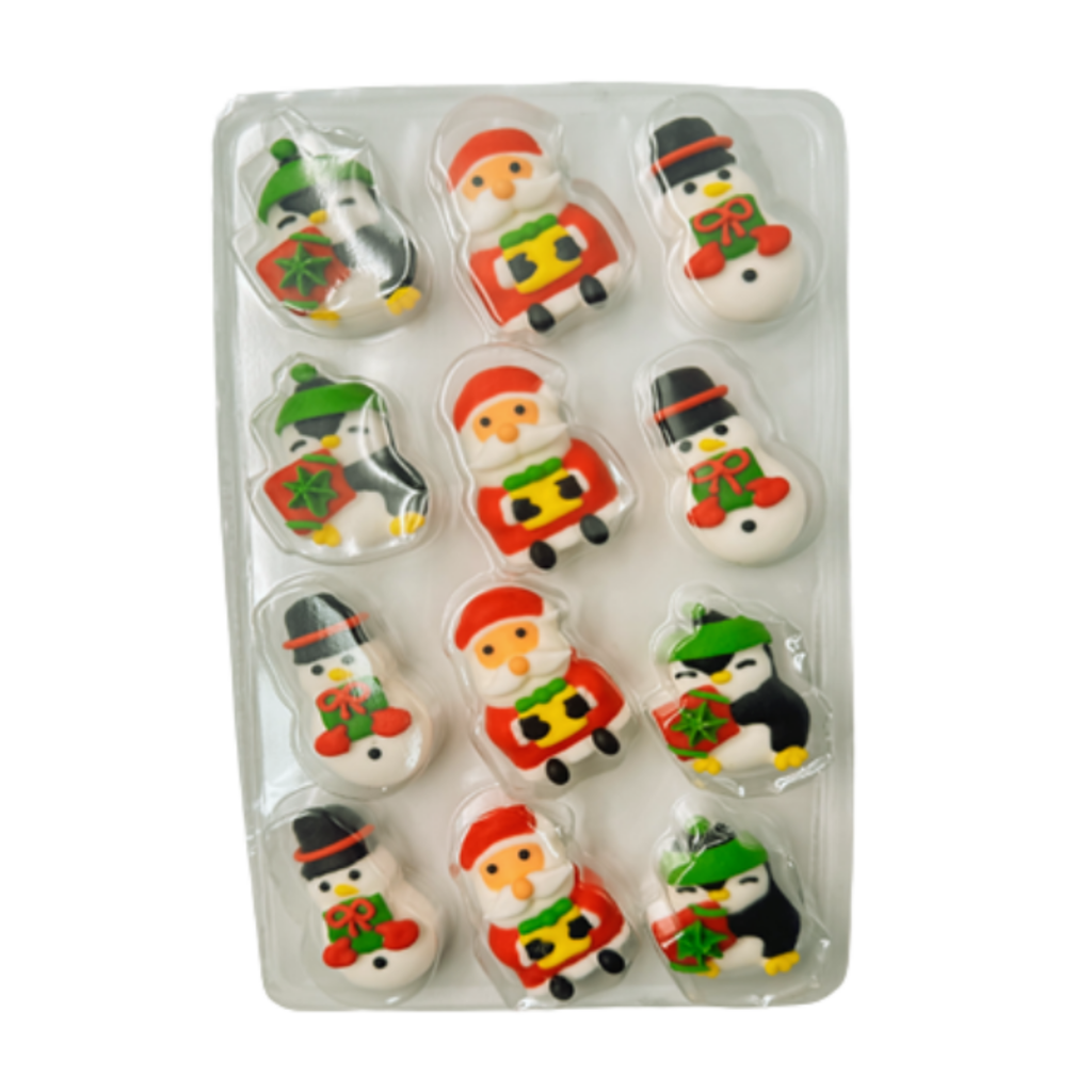Decoración Fondant Navidad Pingüino, Santa y Snowman