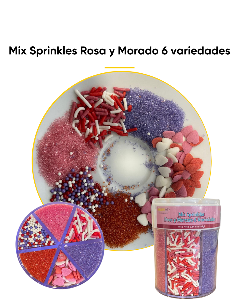 Mix Sprinkles Rosa y Morado 6 variedades