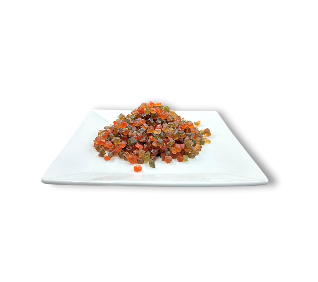 Fruta confitada carmín