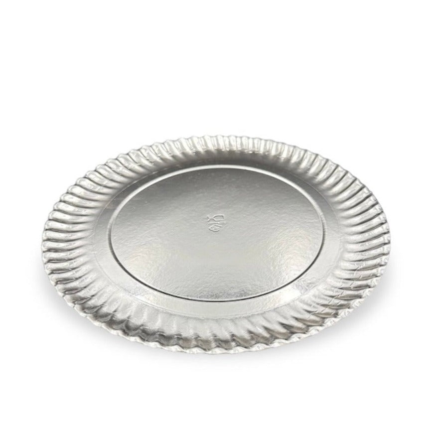 Plato Liso Cartón Plata